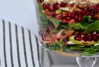 Festive Layered Arugula Salad with Pear Vinaigrette