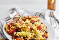 Loaded Smashed Potatoes with Sweet Corn, Tomato, and Bacon