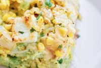 Elote Topped Creamy Chicken Enchilada Casserole