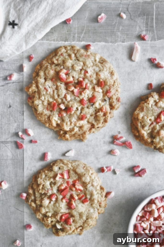 Olivia's Signature Peppermint Cookies 6 A stack of freshly baked peppermint cookies with a festive ribbon, ready for gifting.