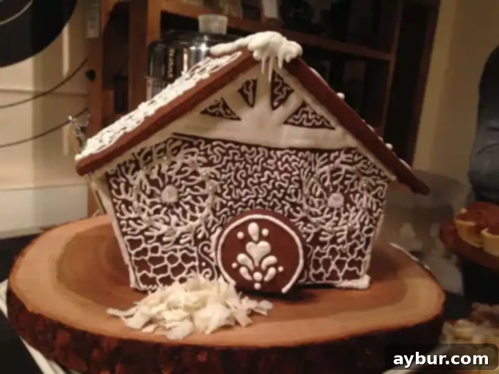 Beautiful 2013 Gingerbread Cottage with snowy details by KendellKreations