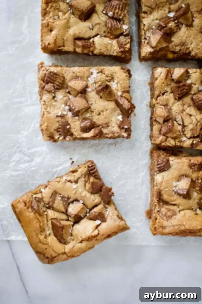 Gooey Peanut Butter Blondies with Reese's Cups