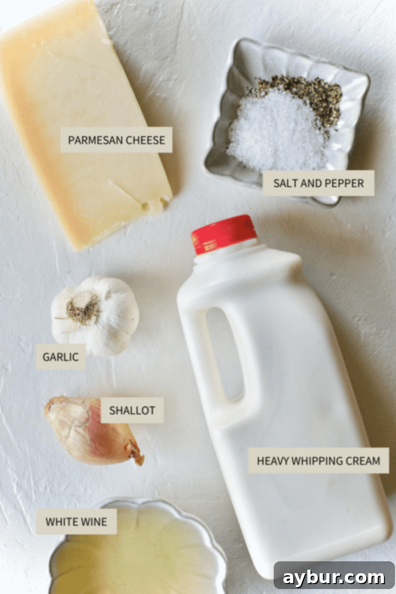 Ingredients needed to make Restaurant Style Alfredo
