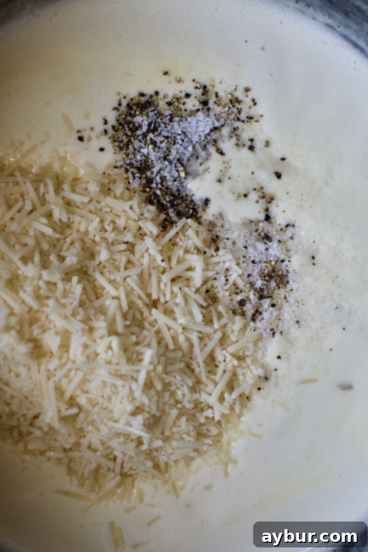 Making Restaurant-Style Alfredo at home, step 5.