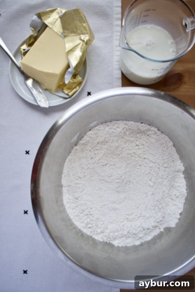 Rustic Irish Soda Bread 3 Dry ingredients for soda bread being mixed in a bowl