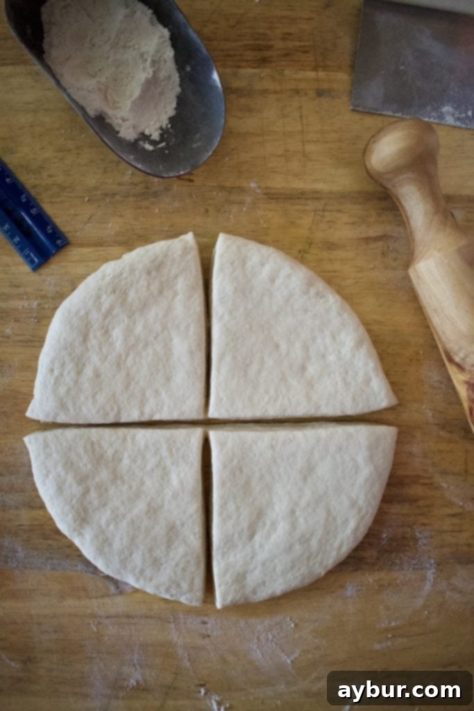 Rustic Irish Soda Bread 6 Soda bread dough rolled out and cut into four farls