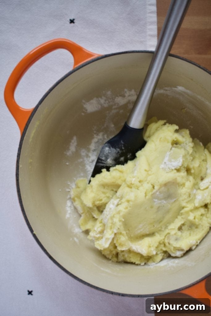 Irish potato bread dough being flattened.