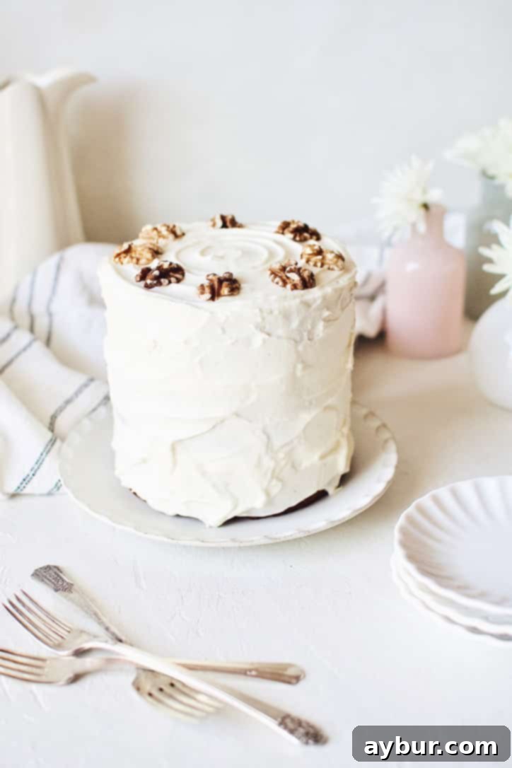 A beautifully decorated Carrot Cake with Pineapple and Orange, ready to be served.