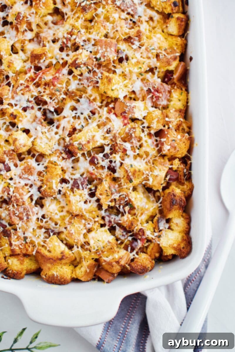 Cheesy Brioche and Chorizo Stuffing just out of the oven