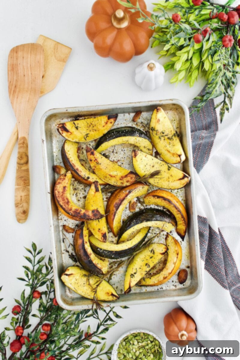 Roasted Pumpkin wedges fresh out of the oven, golden and tender
