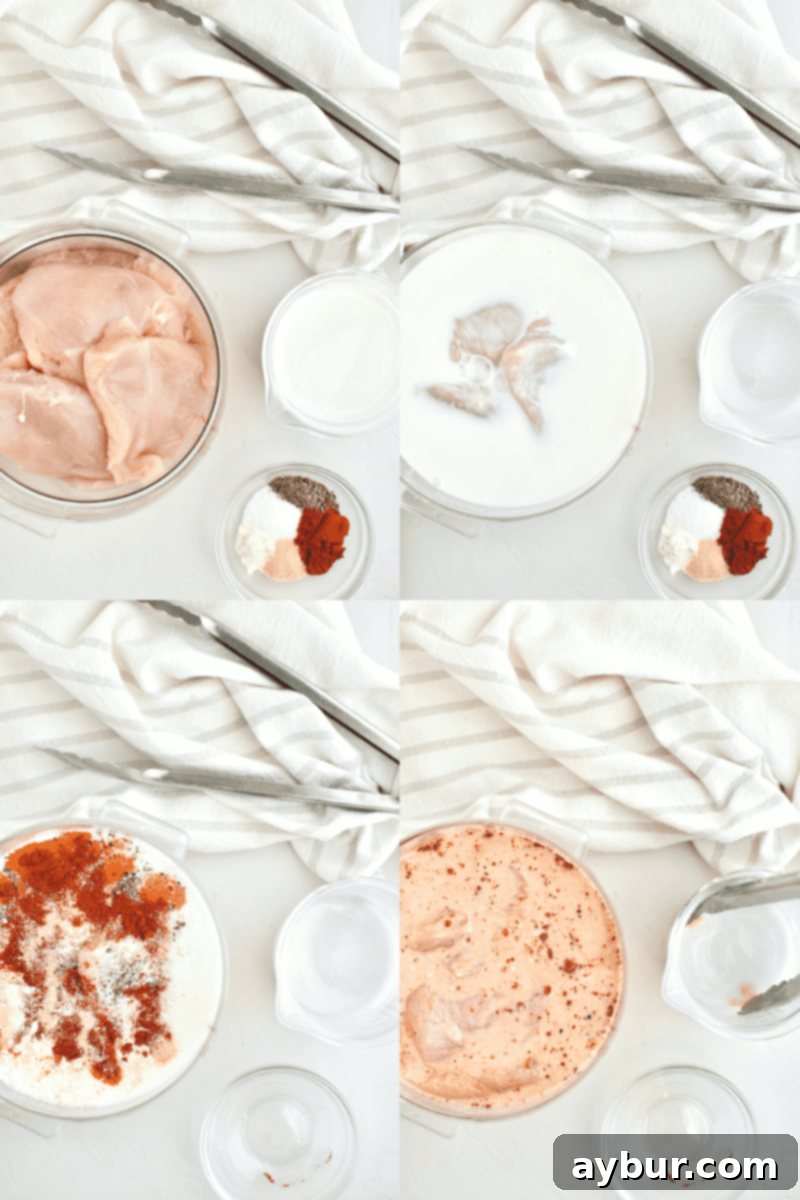 Soaking the chicken in buttermilk