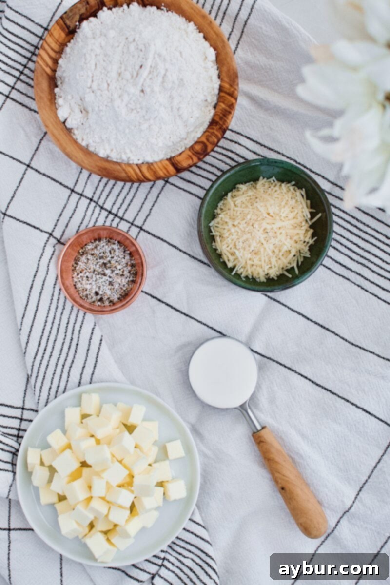 Savory Parmesan Pastry 3 Parmesan Pie Crust ingredients laid out