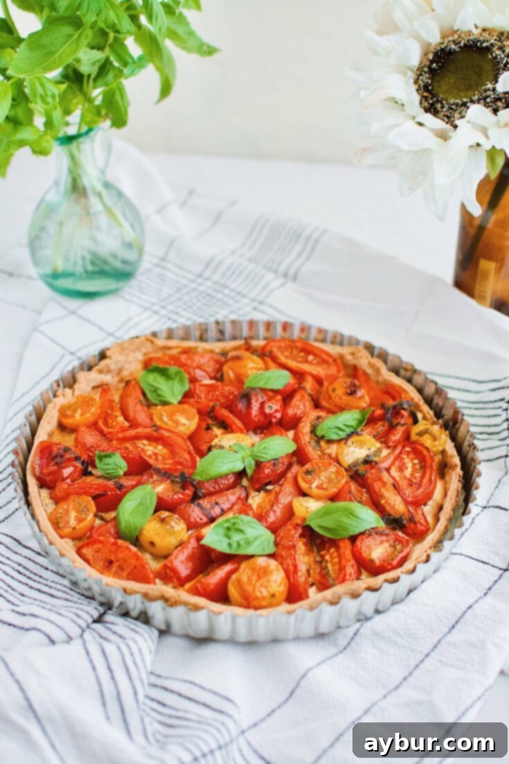 Rustic Roasted Tomato Tart 9 Roasted Tomato Tart with Parmesan Pie Crust, a savory delight