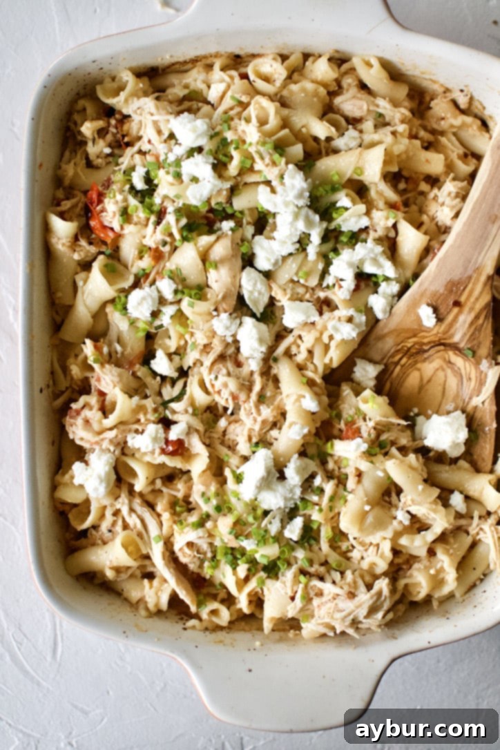 Easy Baked Feta Pasta with Chicken 6 Baked Feta Pasta with Chicken finished and ready to serve.