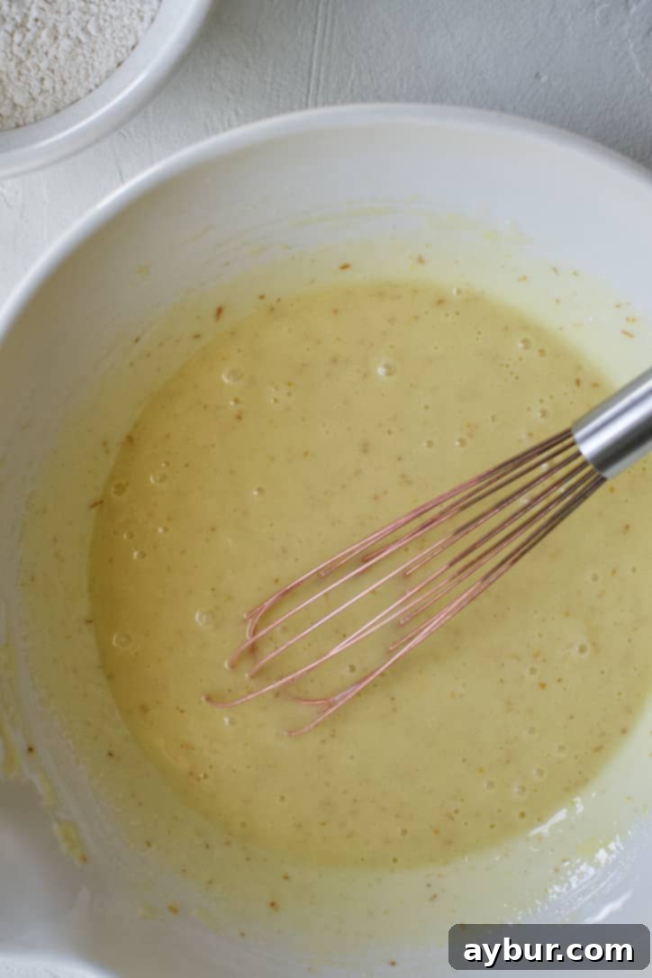 Blended the wet ingredients with the sugar in a bowl.