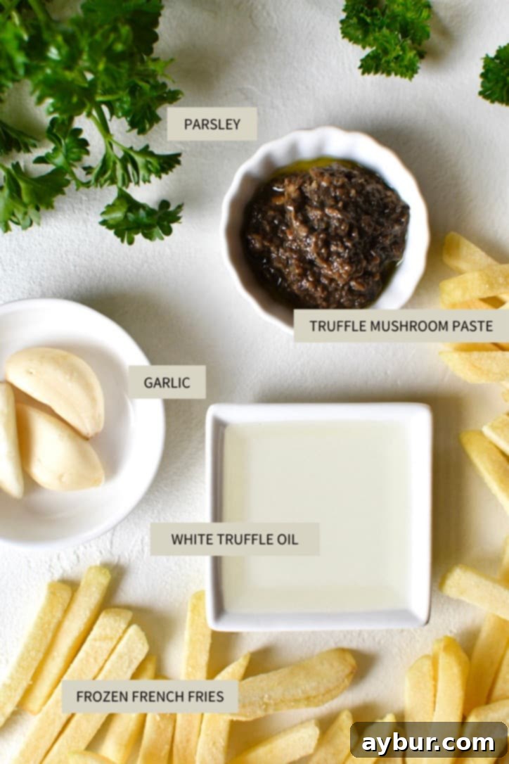 Truffle Fries 3 Ingredients needed to make Truffle French Fries.