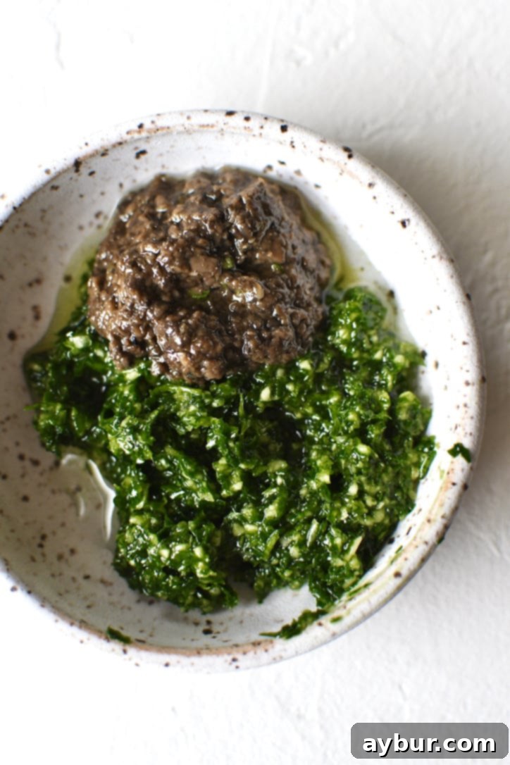 Truffle Fries 5 Truffle, garlic, parsley, and white truffle oil, together in a bowl.