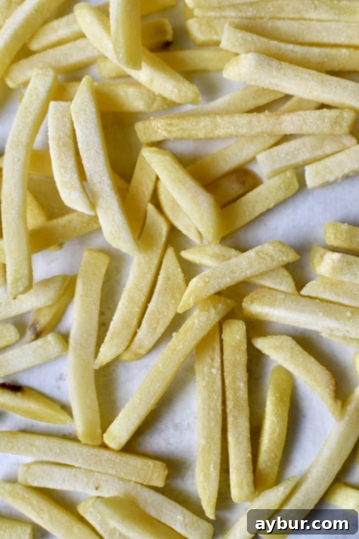 Truffle Fries 7 Frozen french fries before baking.
