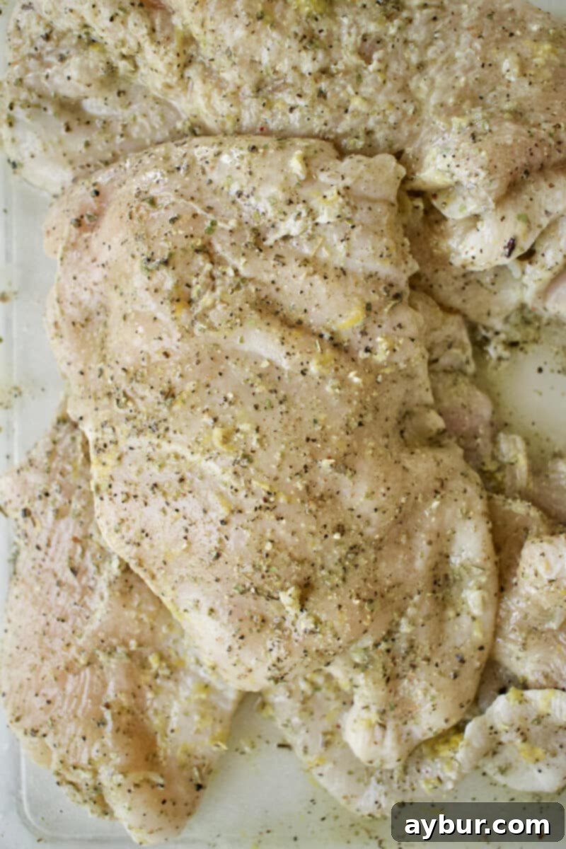 Quick & Easy Greek Chicken tossed in the marinade.