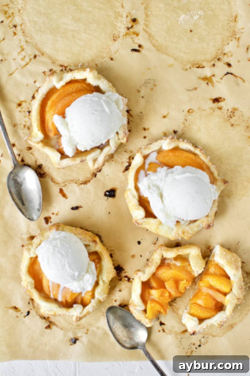 Apricot Tart 14 Apricot Pies fresh out of the oven, topped with vanilla ice cream.