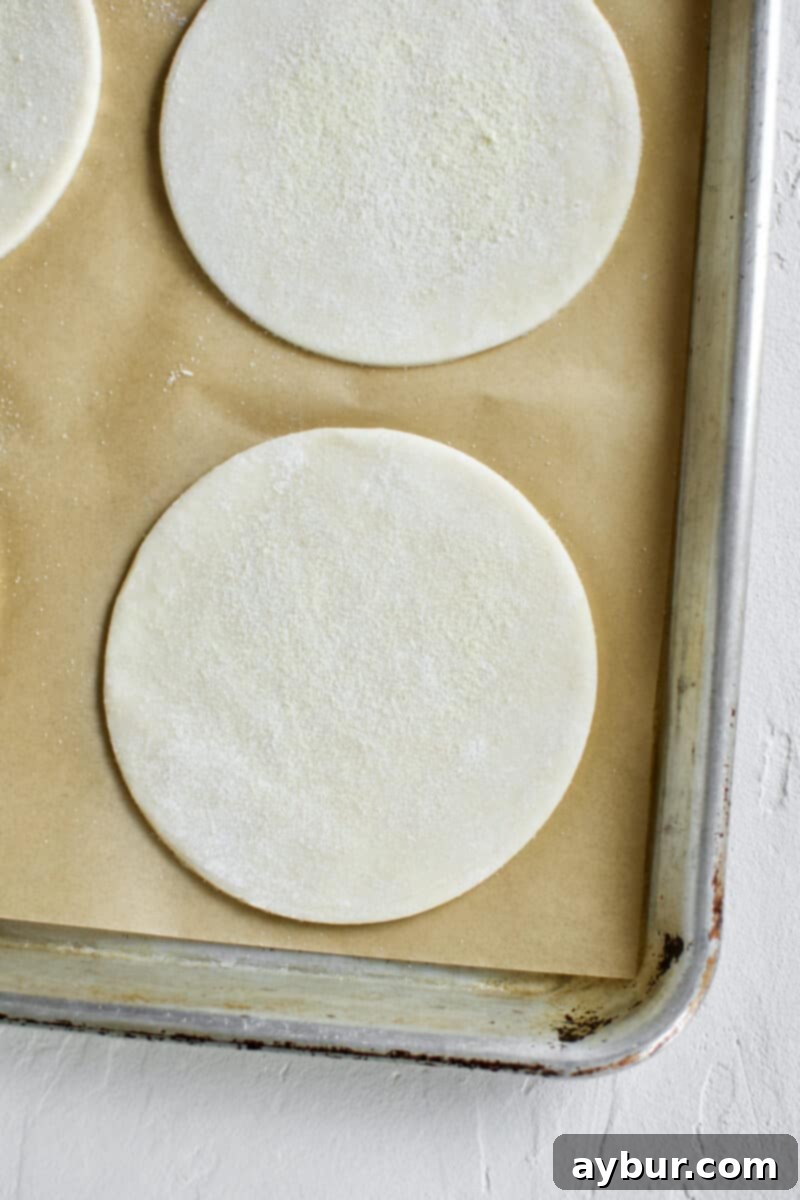 Apricot Tart 8 Pie crust rounds dusted with semolina flour.