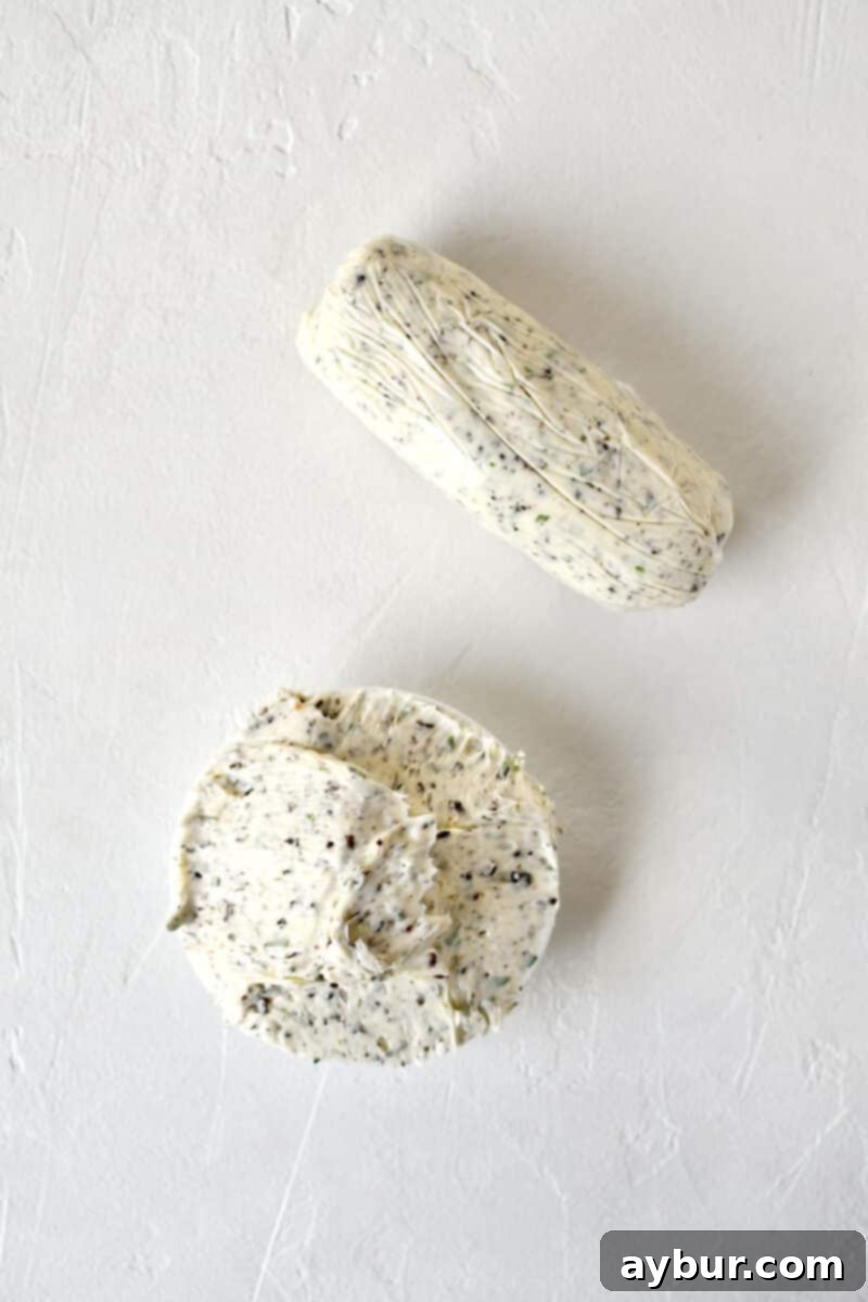 Gourmet Black Truffle Butter 8 Freshly prepared Black Truffle Butter, partially rolled into a neat log with plastic wrap and also pressed into a charming small bowl, ready for chilling and serving.