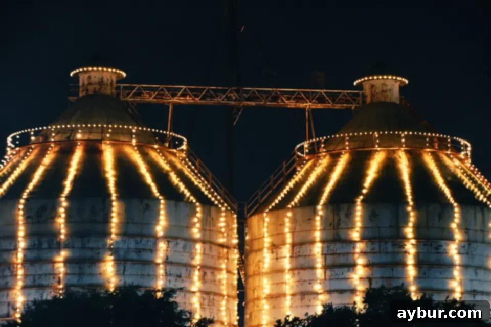 Magnolia Table Cookbook My Full Review 5 Magnolia Silos lit up for Christmas