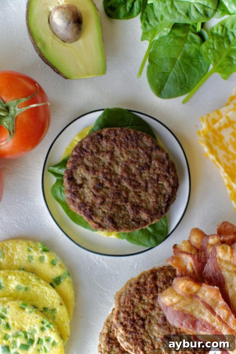 Wholesome Breakfast Sandwich 13 Layering fresh spinach onto the breakfast sandwich.