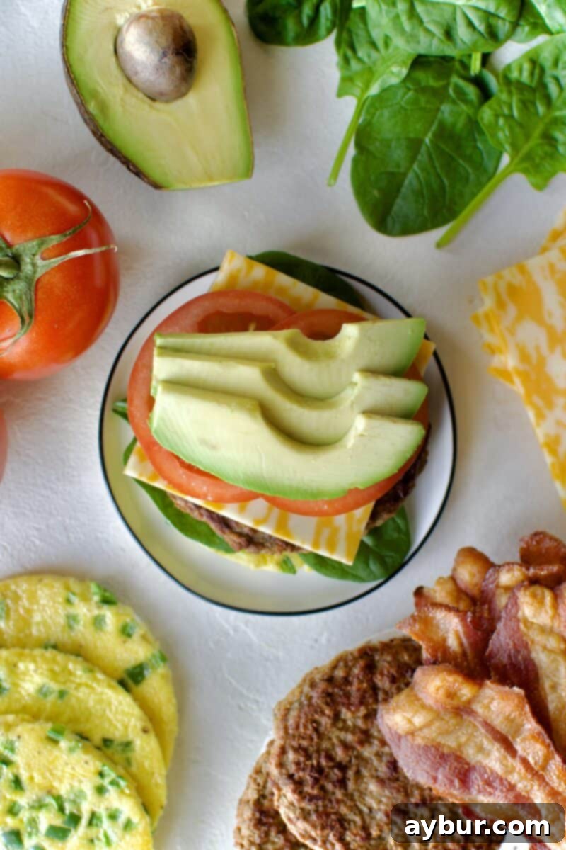 Wholesome Breakfast Sandwich 16 A stack of freshly assembled healthy breakfast sandwiches.