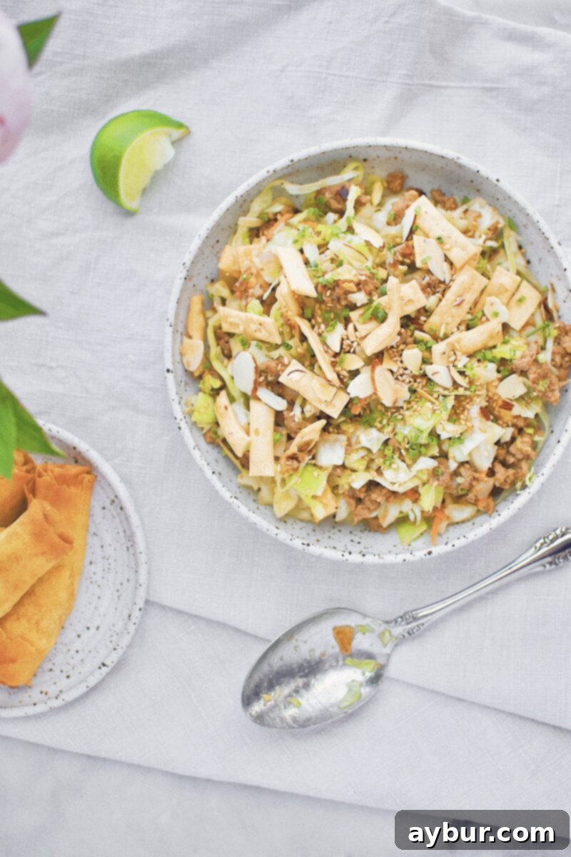 Egg Roll in a Bowl 4 Crack Slaw with fresh lime and cilantro