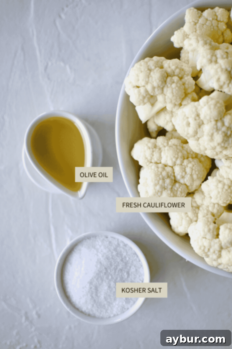 Golden Olive Oil Cauliflower 3 Ingredients needed to make Fried Cauliflower in Olive Oil.