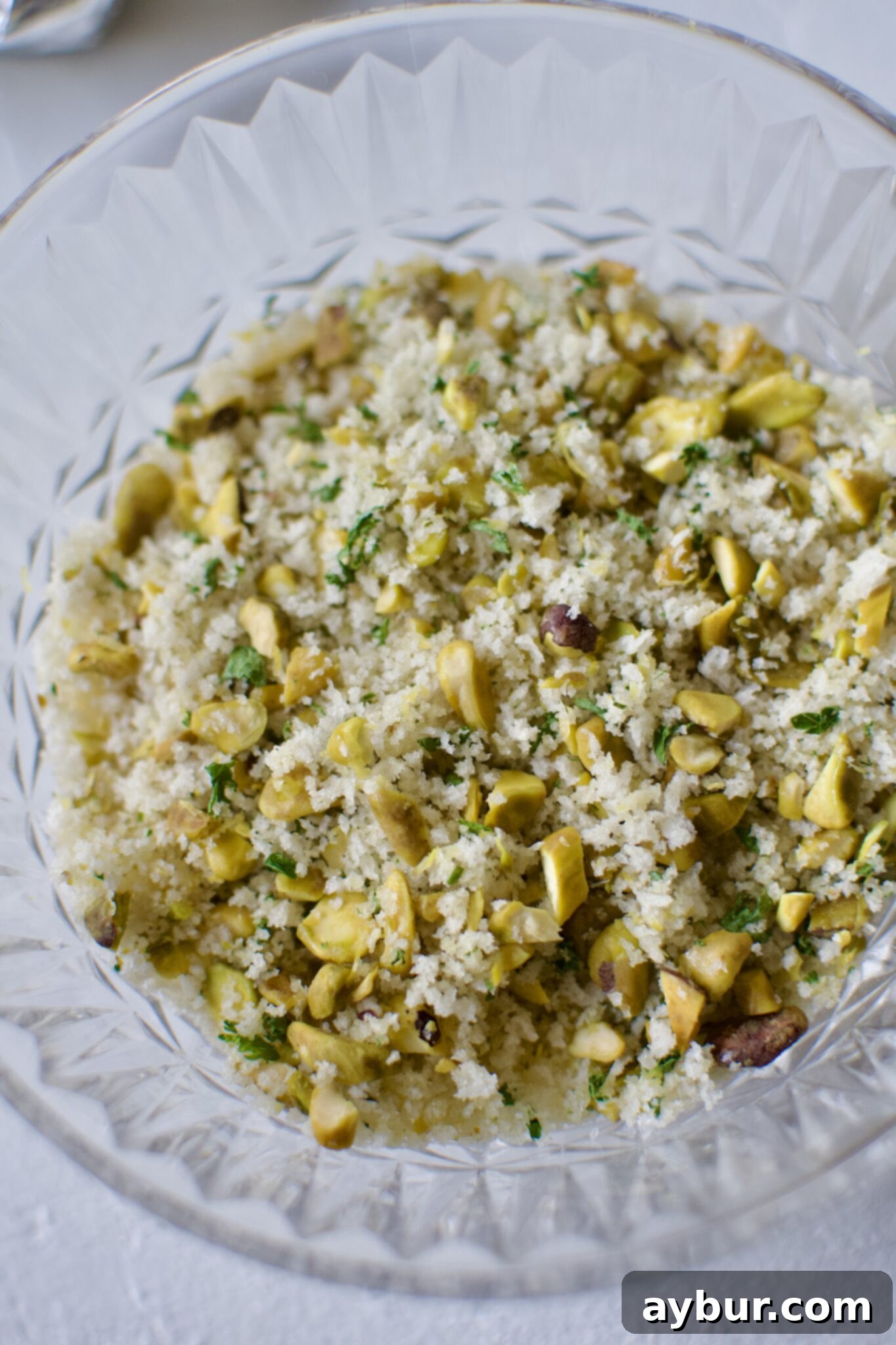 Crisp Pistachio Salmon 5 Pistachio Crust mixed together in a bowl.