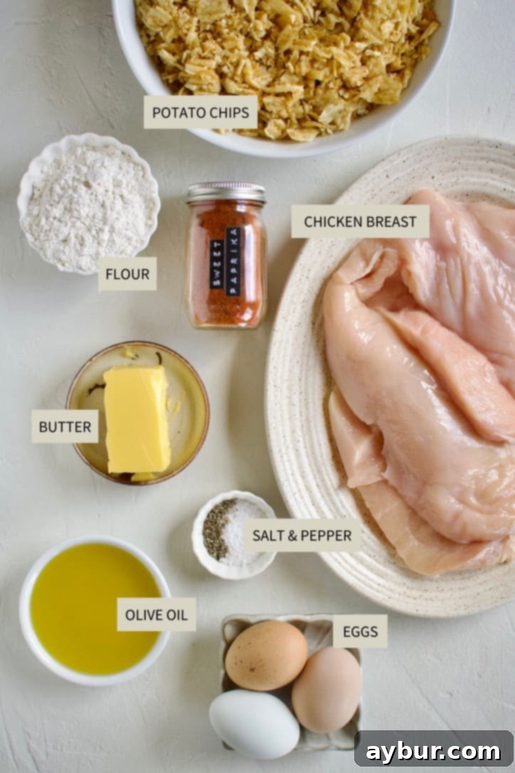 Chip-Crusted Chicken 3 Ingredients needed to make Potato Chip Chicken.