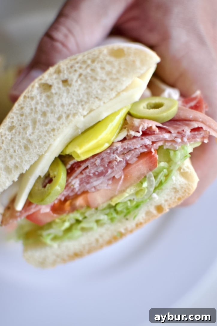 A delicious homemade Italian Sub Sandwich