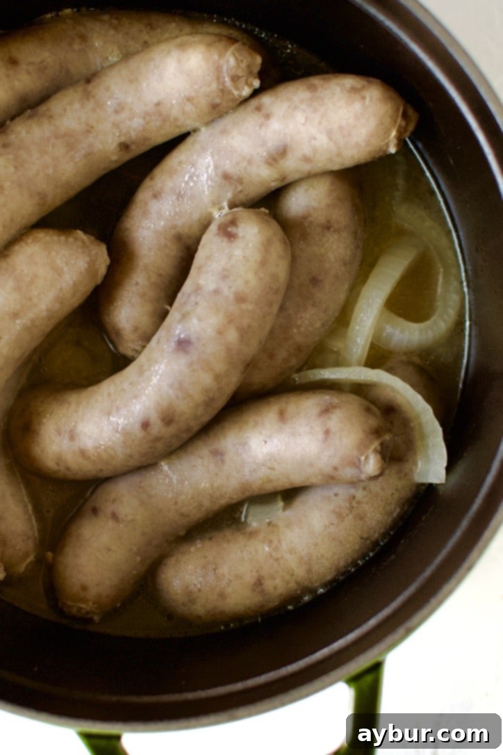 Beer Brats after braising.