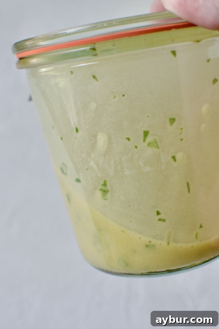 dressing mixed up in a jar.