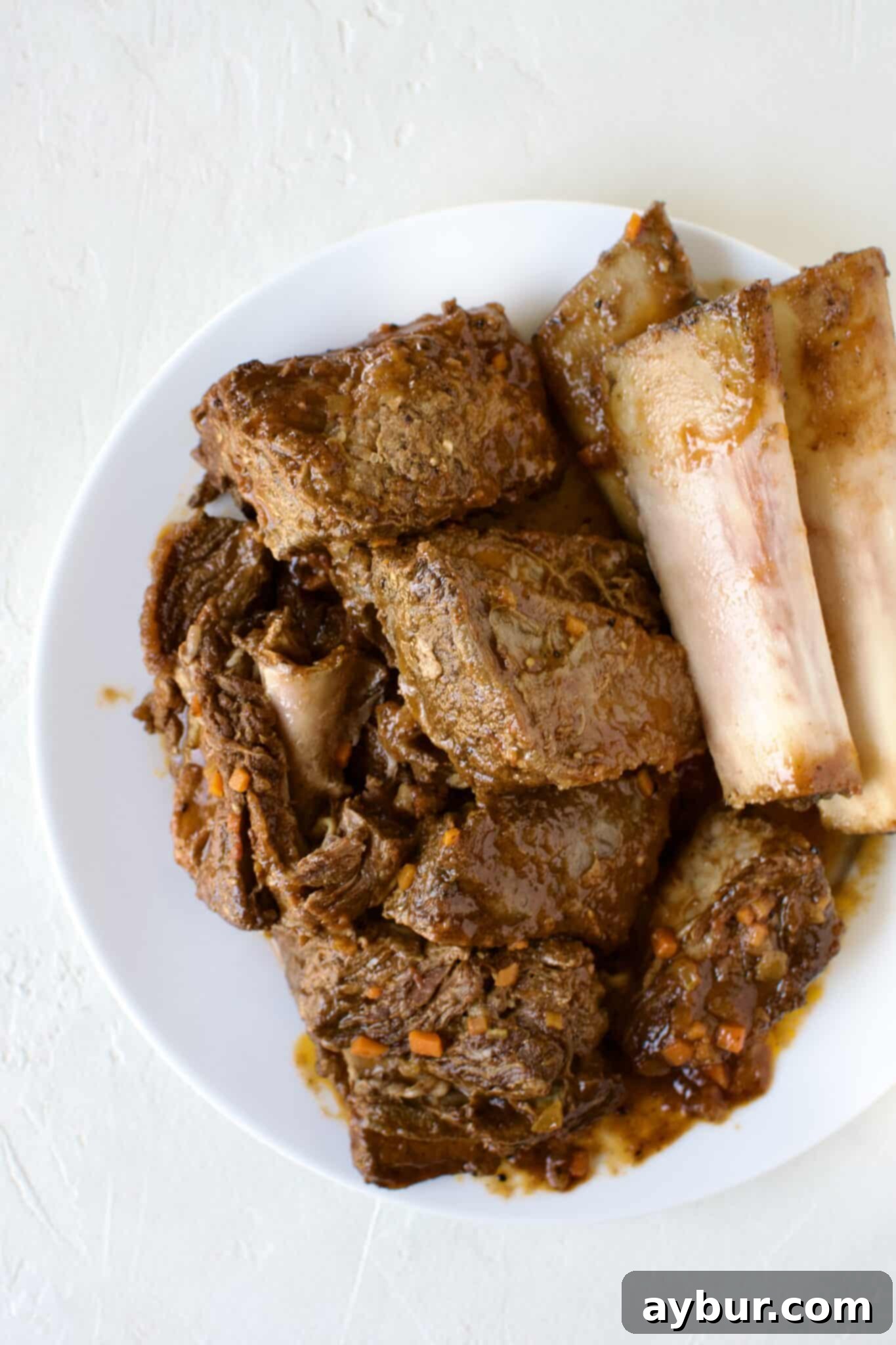 Bones cleanly removed from the tender short rib meat.