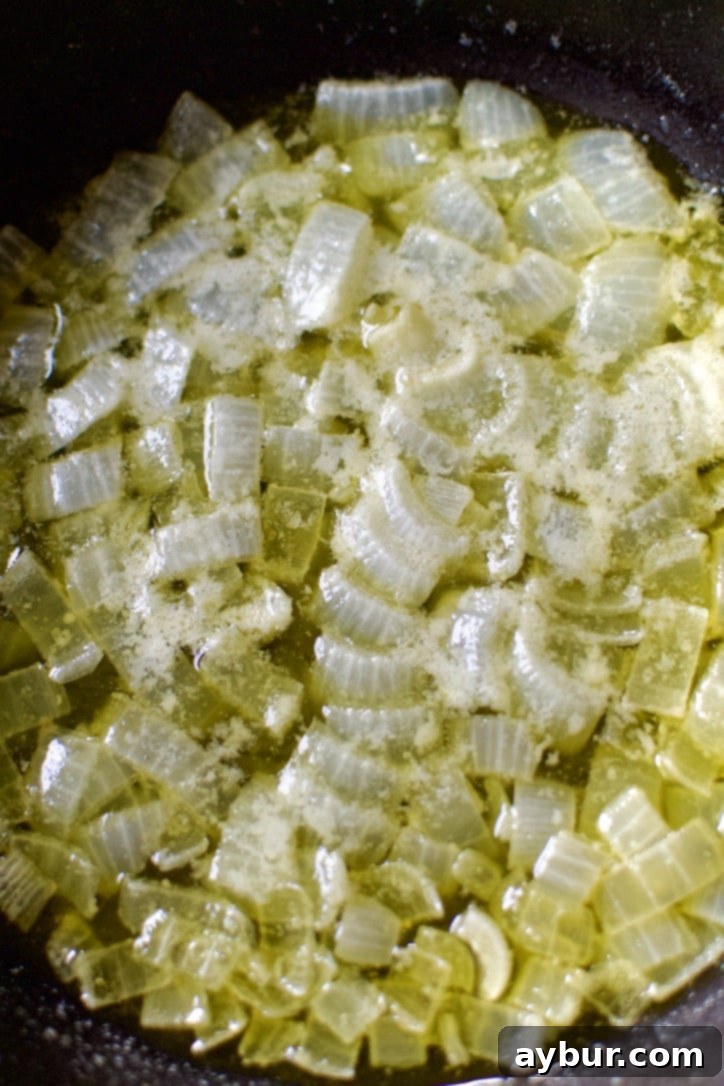 Easy Creamy Black Bean Dip 4 Onions cooked in butter till soft.