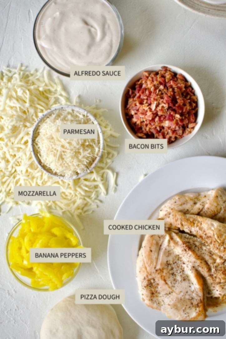 Ingredients needed to make White Pizza Recipe.