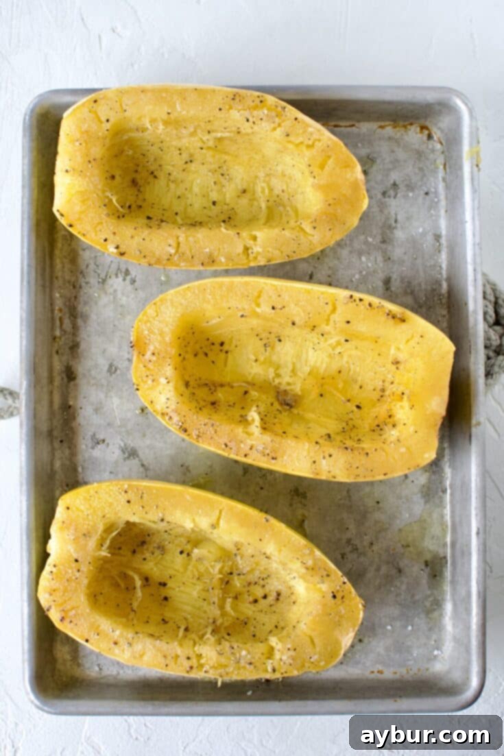 Roasted spaghetti squash, a healthy and delicious pasta alternative.