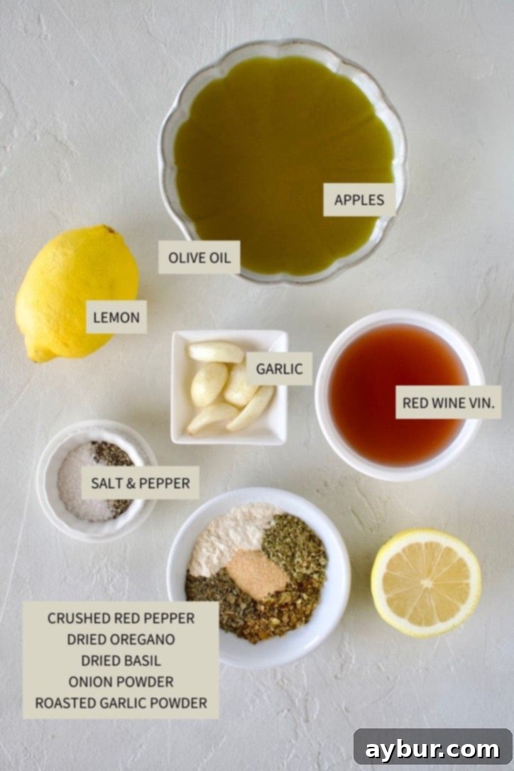 Ingredients needed to make Italian Marinade for Chicken.