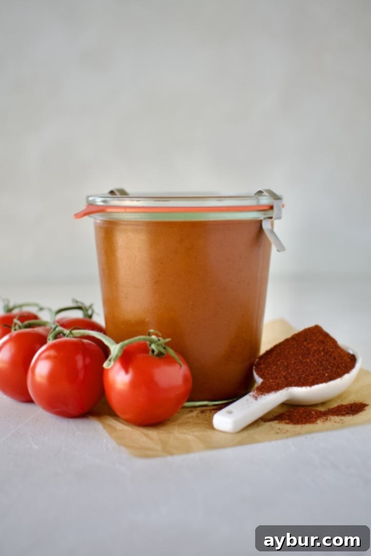 Homemade Red Enchilada Sauce 10 Various sizes of glass mason jars filled with homemade red enchilada sauce, neatly arranged, showcasing the rich color and inviting texture of the fresh sauce.