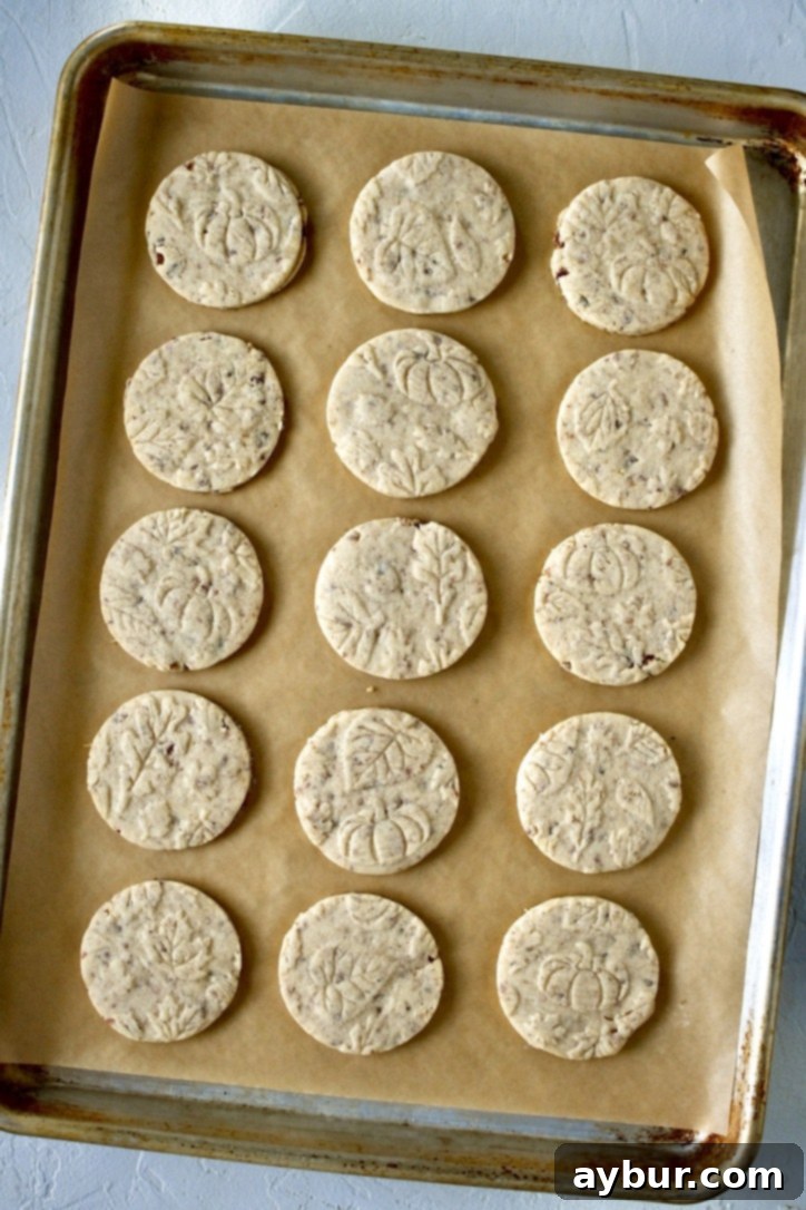 Freshly baked Pecan Shortbread Cookies, golden brown and cooling on a wire rack.