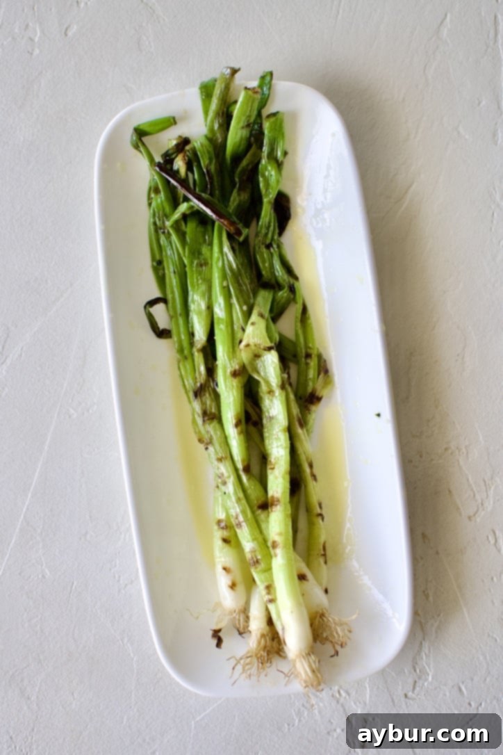 Scallions after cooking.