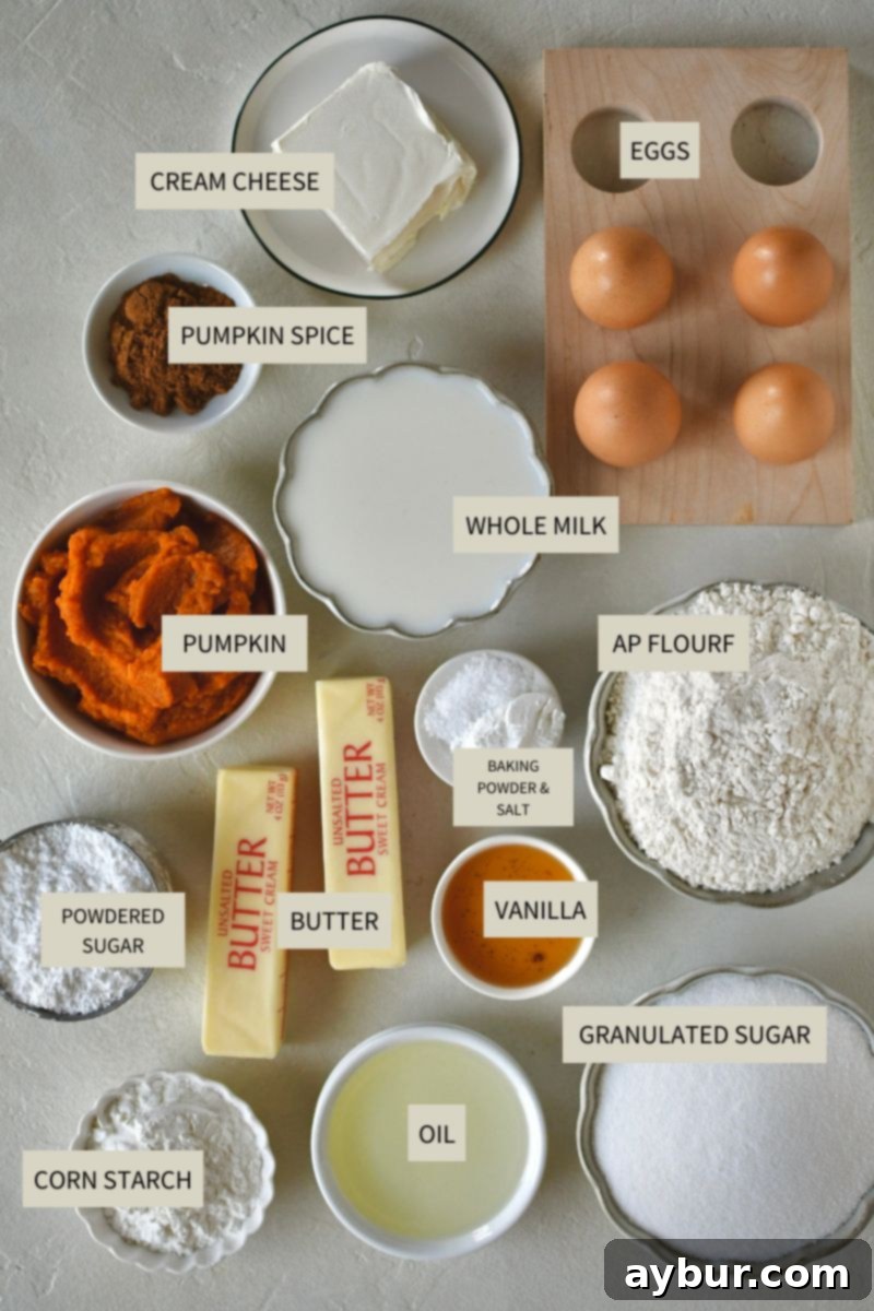 Pumpkin Spice Swirl Pound Cake 3 Ingredients needed to make Pumpkin Pound Cake.