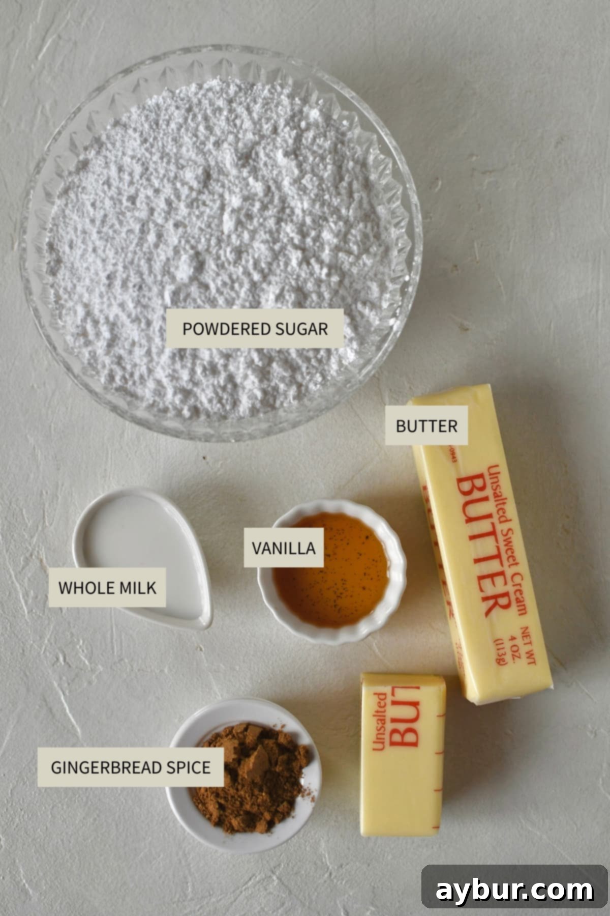 Gingerbread Oatmeal Whoopie Pies 4 Ingredients specifically for the Gingerbread Oatmeal Cream Pies Filling, including butter, powdered sugar, vanilla, and spices.