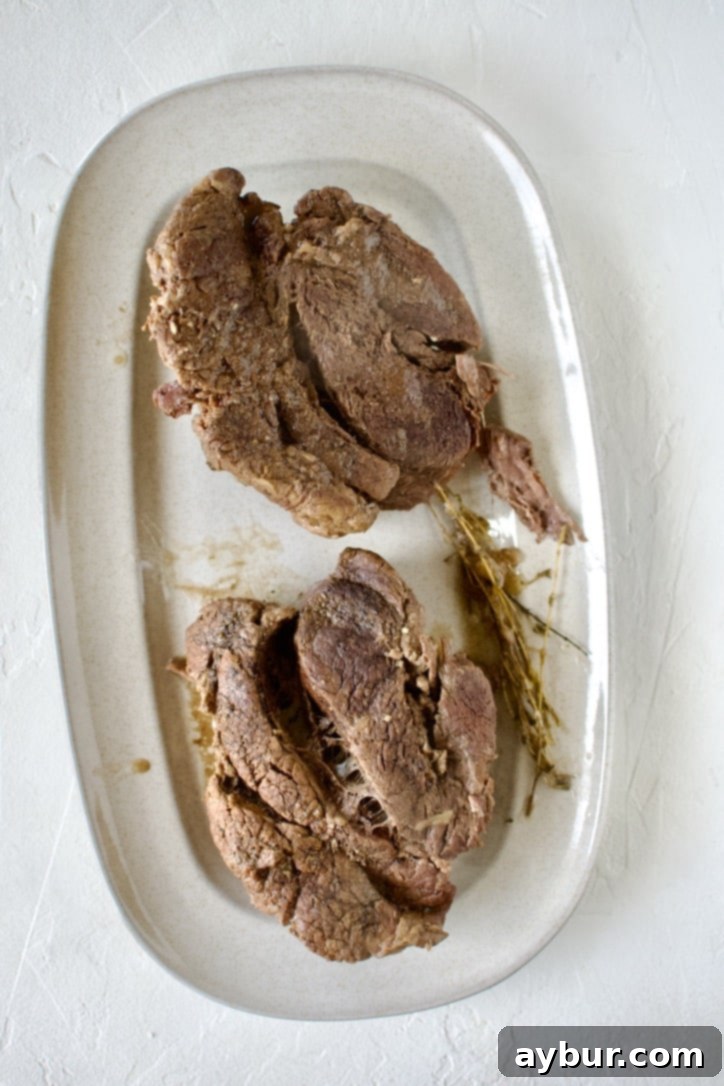 Chuck Roast after braising for a few hours.