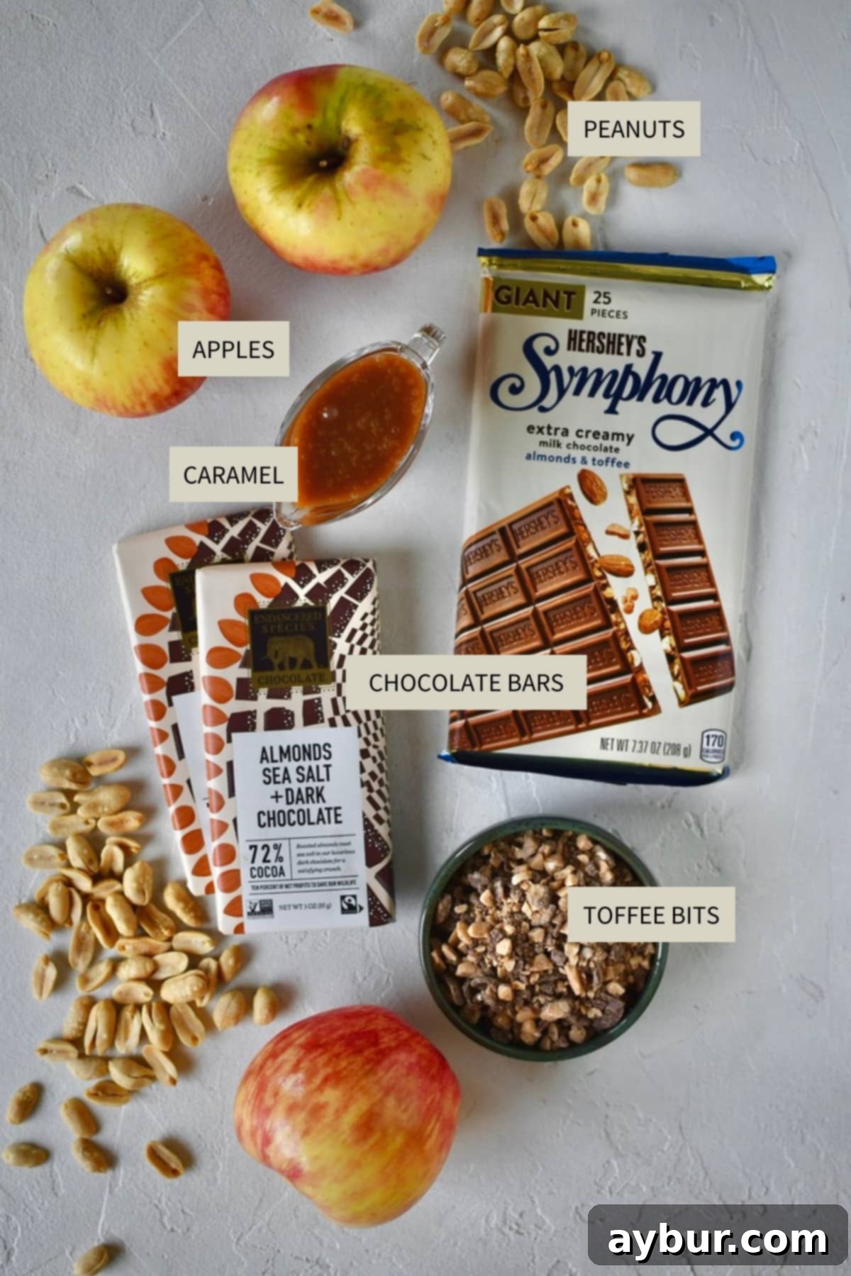 Ingredients needed to make Apple Nachos.