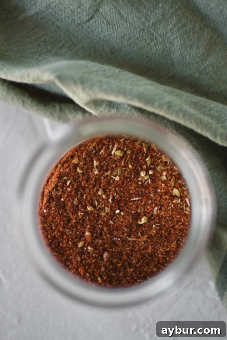 DIY Taco Spice Blend 8 Taco Seasoning in a jar, ready to be used.