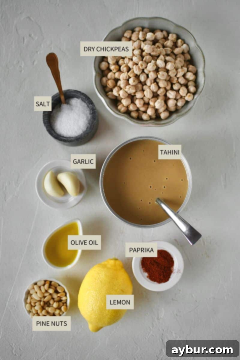 Creamy Homemade Hummus Perfection 3 Ingredients needed to make Homemade Hummus Recipe.